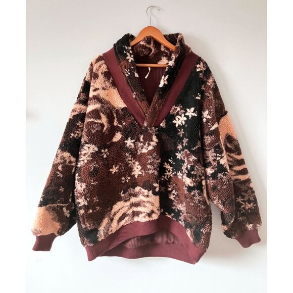 Free People Rosie Oversized Sherpa Pullover Cozy Rose Bleached Size Medium - Picture 4 of 9